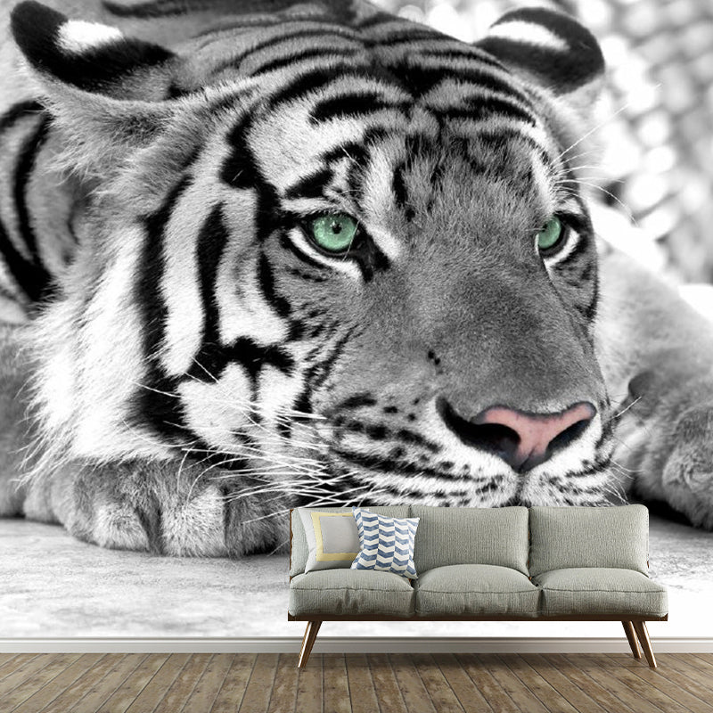 Custom Photo Print Modern Murals Wallpaper with Tiger Pattern in Black and White