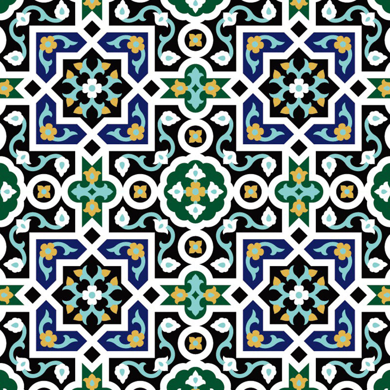 Bohemian Geometry Abstract Wall Murals Blue-Purple-Yellow Washable Wall Covering for Home