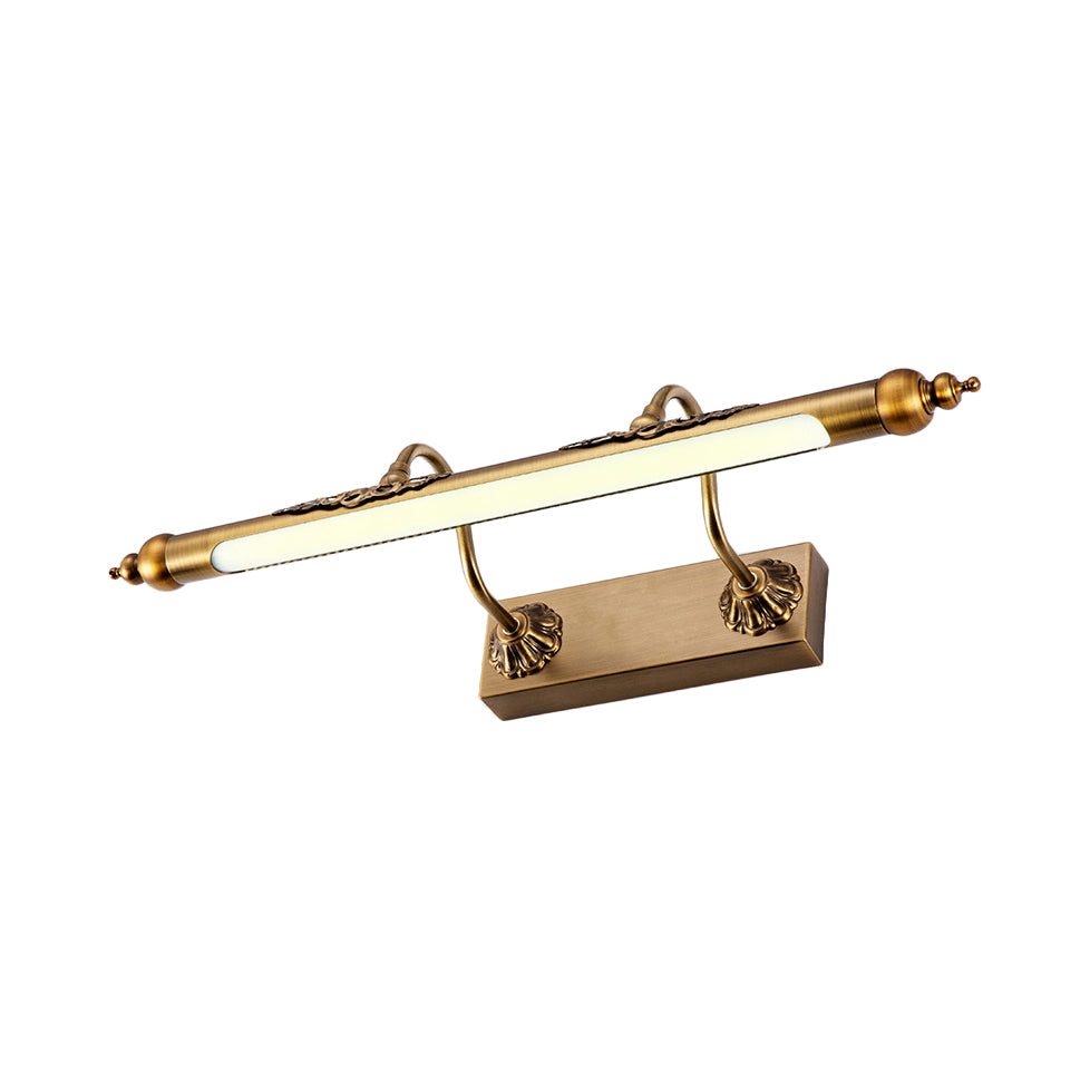 Metallic Linear Vanity Light Modernism Style 18"/21.5" Wide LED Brass Wall Sconce Lighting in Warm/White Lighting for Bathroom