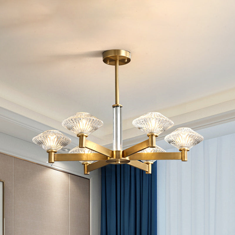 4/6 lampen hanglang kroonluchter traditionele rhombische kristal radiale suspensieverlichting in goud