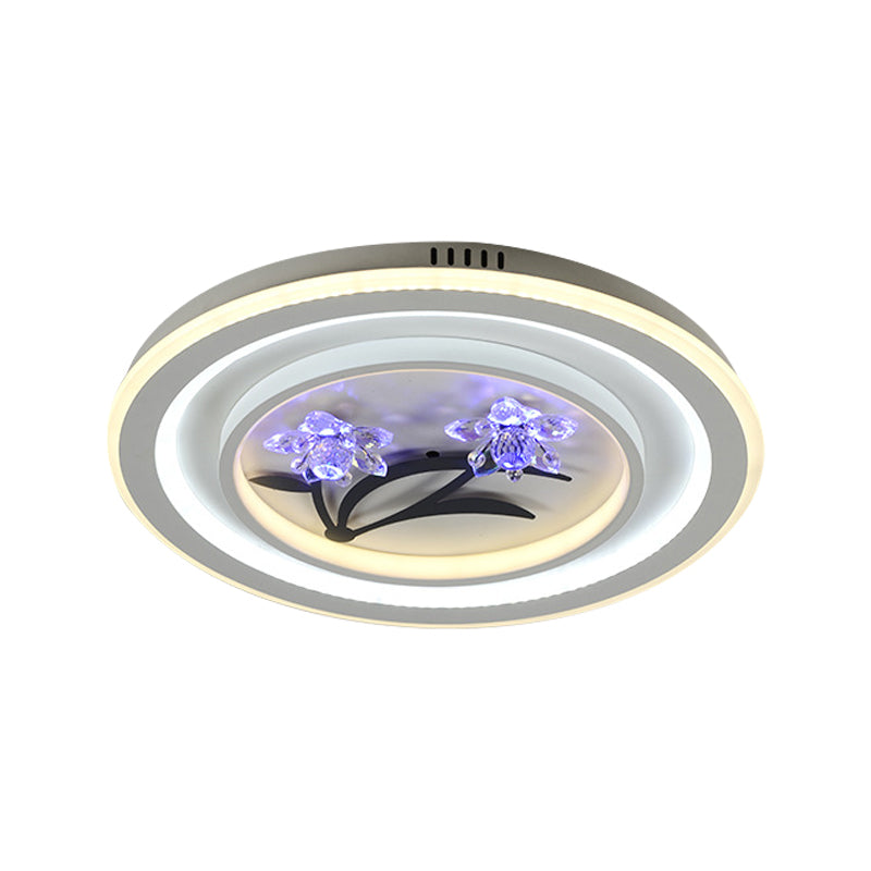 Round/Square Great Room Flushmount Lighting Modern Crystal LED White Close to Ceiling Lamp