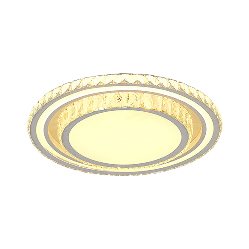 Contemporary Round/Square Flush Mount Lamp LED Crystal Flush Mount Ceiling Fixture in White