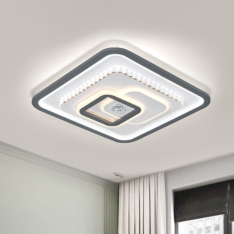 Square Crystal Flushmount Modern LED Schlafraum in der Nähe von Deckenlampe in Schwarz und Weiß