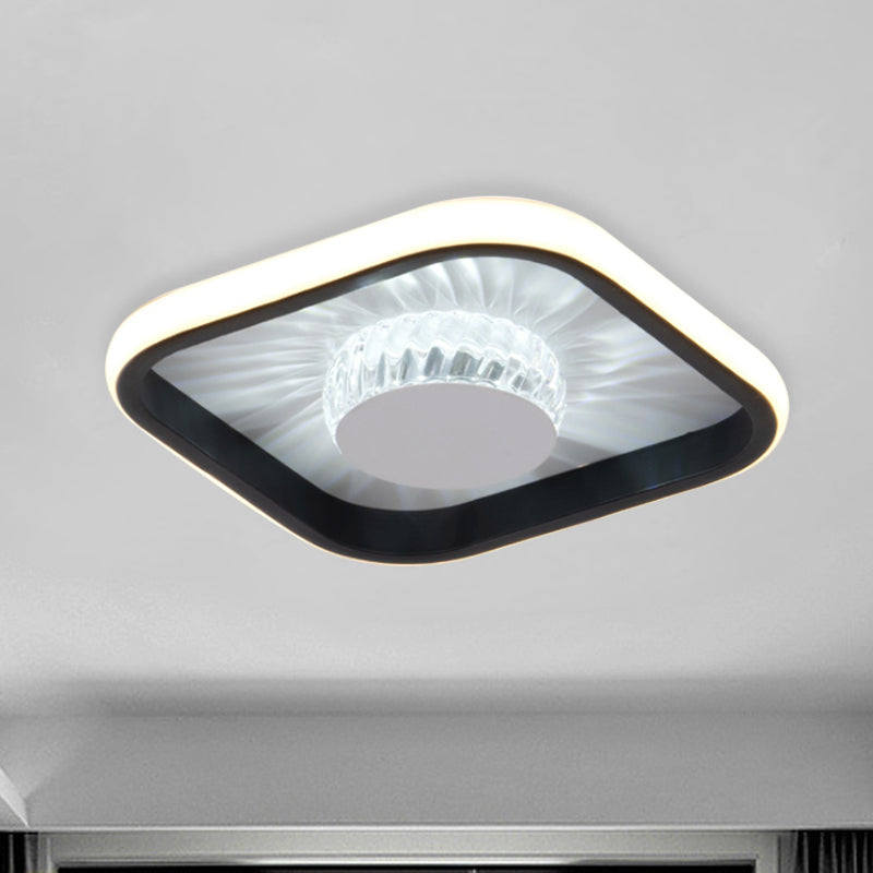 Luminaire LED carré encastré, moderne, cristal blanc/noir, éclairage proche du plafond, pour étude
