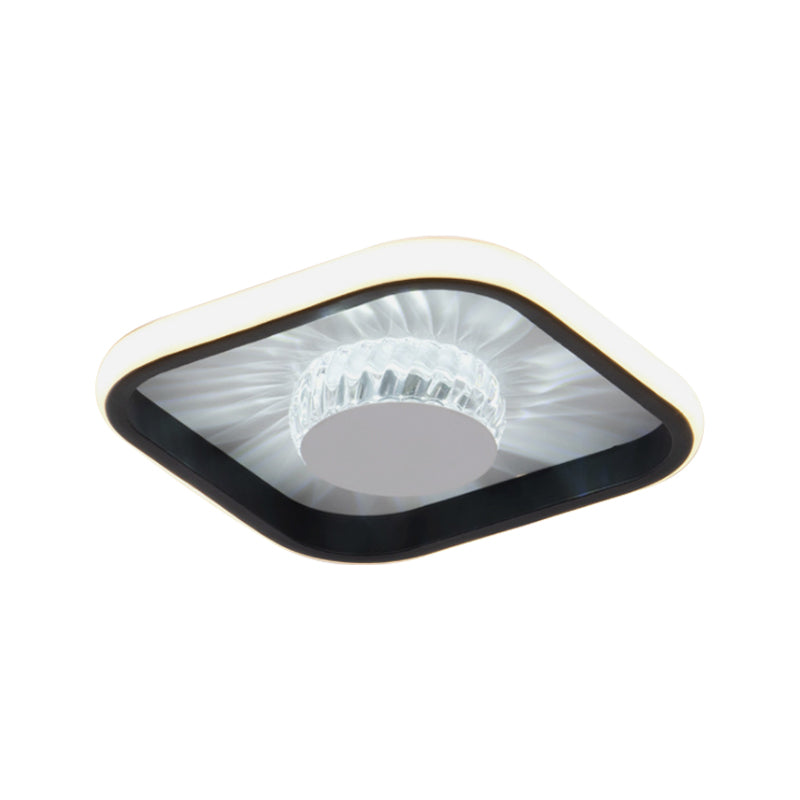 Luminaire LED carré encastré, moderne, cristal blanc/noir, éclairage proche du plafond, pour étude