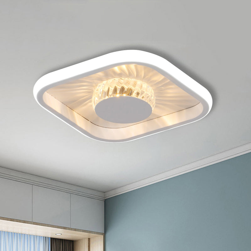 Luminaire LED carré encastré, moderne, cristal blanc/noir, éclairage proche du plafond, pour étude