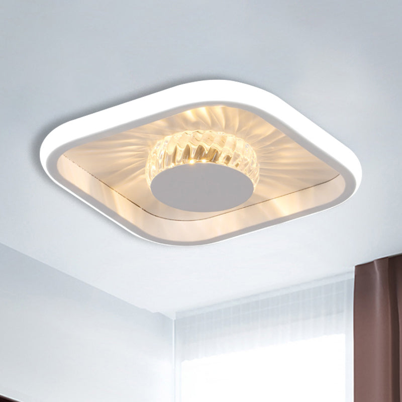 Luminaire LED carré encastré, moderne, cristal blanc/noir, éclairage proche du plafond, pour étude