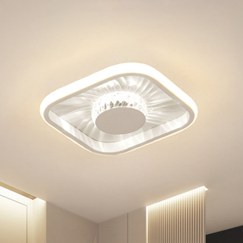 Luminaire LED carré encastré, moderne, cristal blanc/noir, éclairage proche du plafond, pour étude