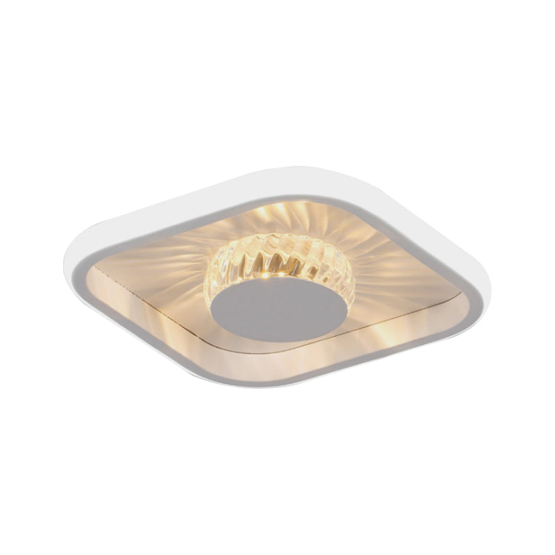 Luminaire LED carré encastré, moderne, cristal blanc/noir, éclairage proche du plafond, pour étude