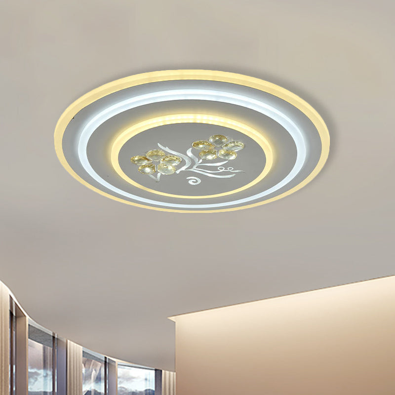 Rotondo / Quadrato Cristallo Soffitto Lampada LED Parlour Flush Monte Recata Illuminazione in bianco