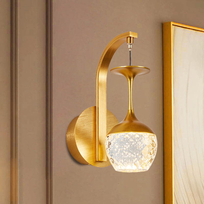 1/2 Head Wall Mounted Lamp with Taper Crystal Traditional Parlour Wall Sconce Lighting in Gold