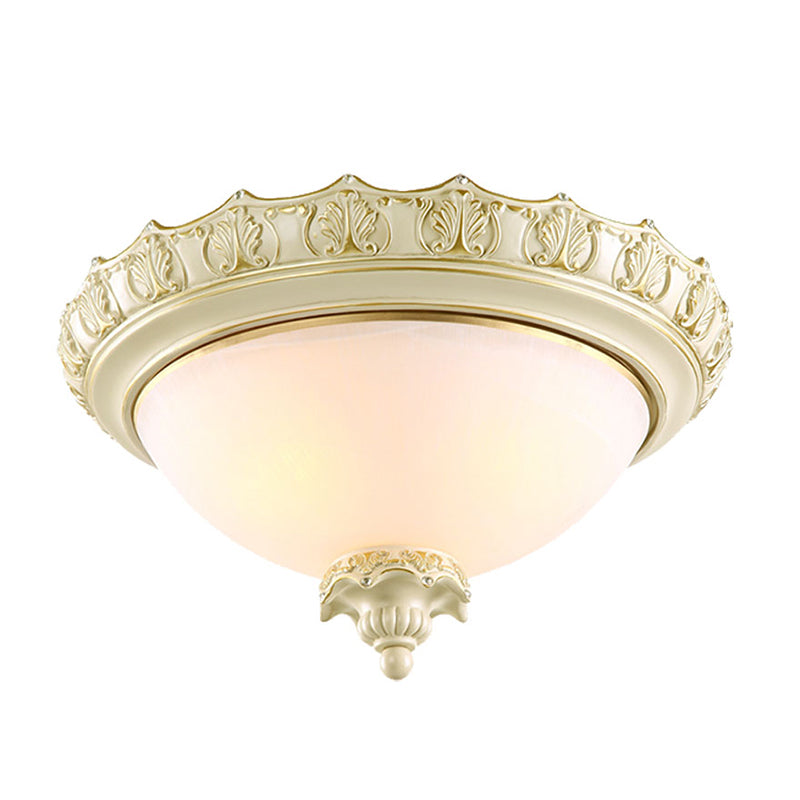 Bowl Opal Frosted Glass Flushmount Vintage 2/3-Bulb Living Room Flush Ceiling Light in White, 14"/16"/19.5" W