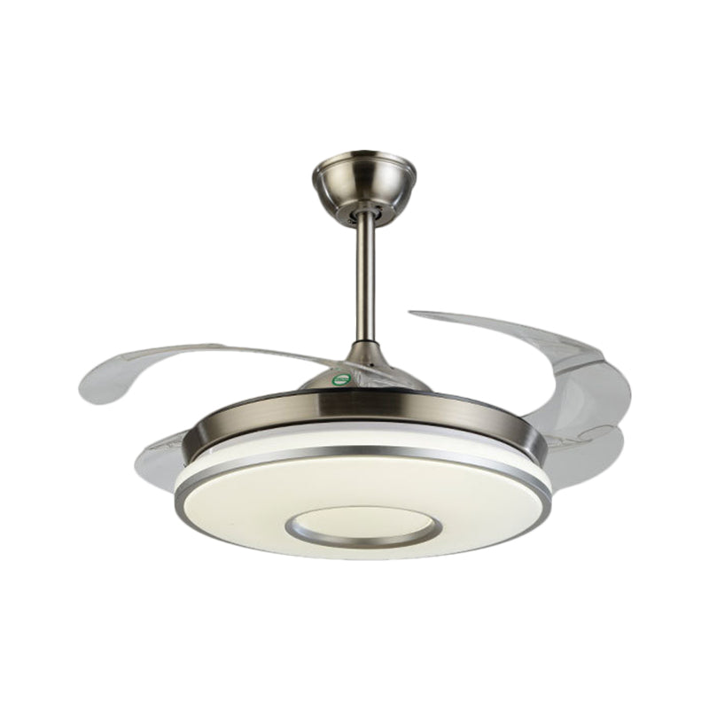Silber Runde Tafel Deckenlüftungslampe Einfachheit LED ACRYLIC SEMI Flush Mount Lighting mit 4 Klingen, 42 "W.