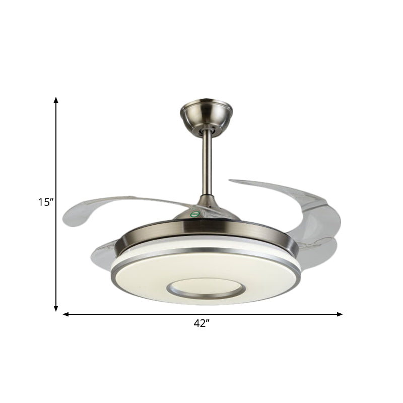 Silber Runde Tafel Deckenlüftungslampe Einfachheit LED ACRYLIC SEMI Flush Mount Lighting mit 4 Klingen, 42 "W.