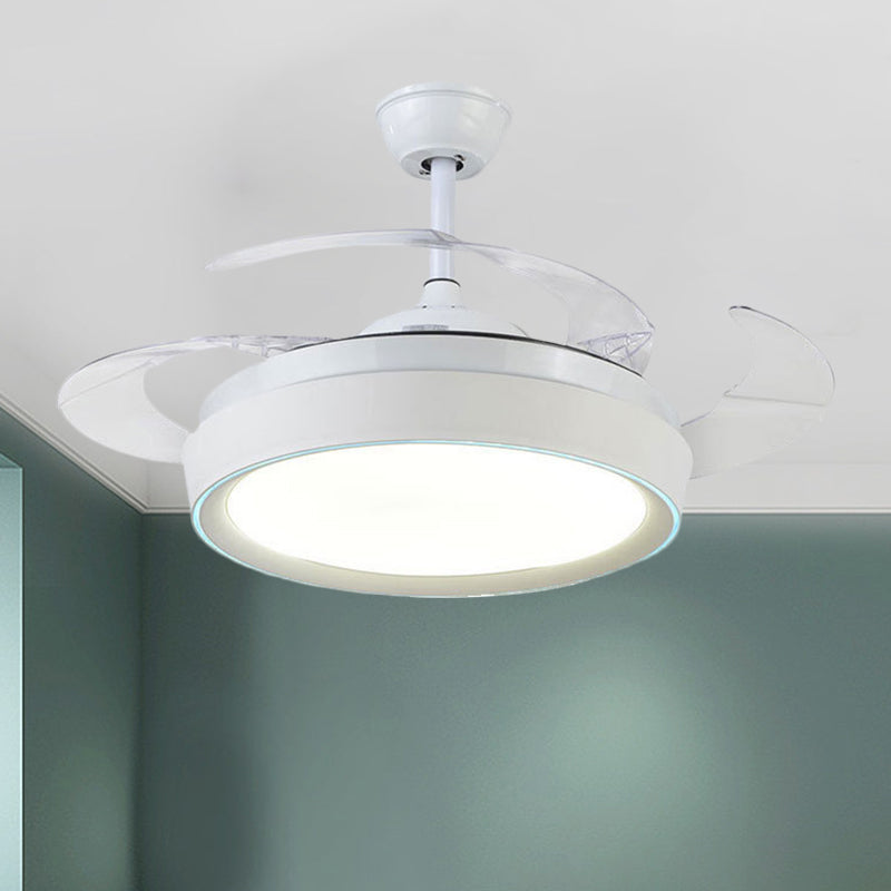42 "breite Trommeldecke Flush Contemporary Acrylweiße 4-Blade-LED-LED-Lüfterleuchte