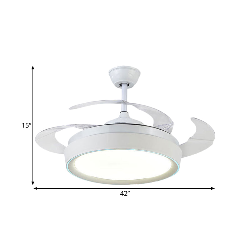 42 "breite Trommeldecke Flush Contemporary Acrylweiße 4-Blade-LED-LED-Lüfterleuchte