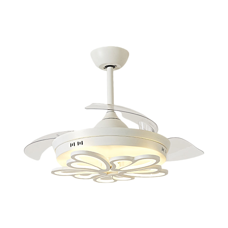 42 "W Blumenform Deckenventilator Leuchttile Acryl -LED LED White Semi Mount Lighting mit 4 klaren Klingen