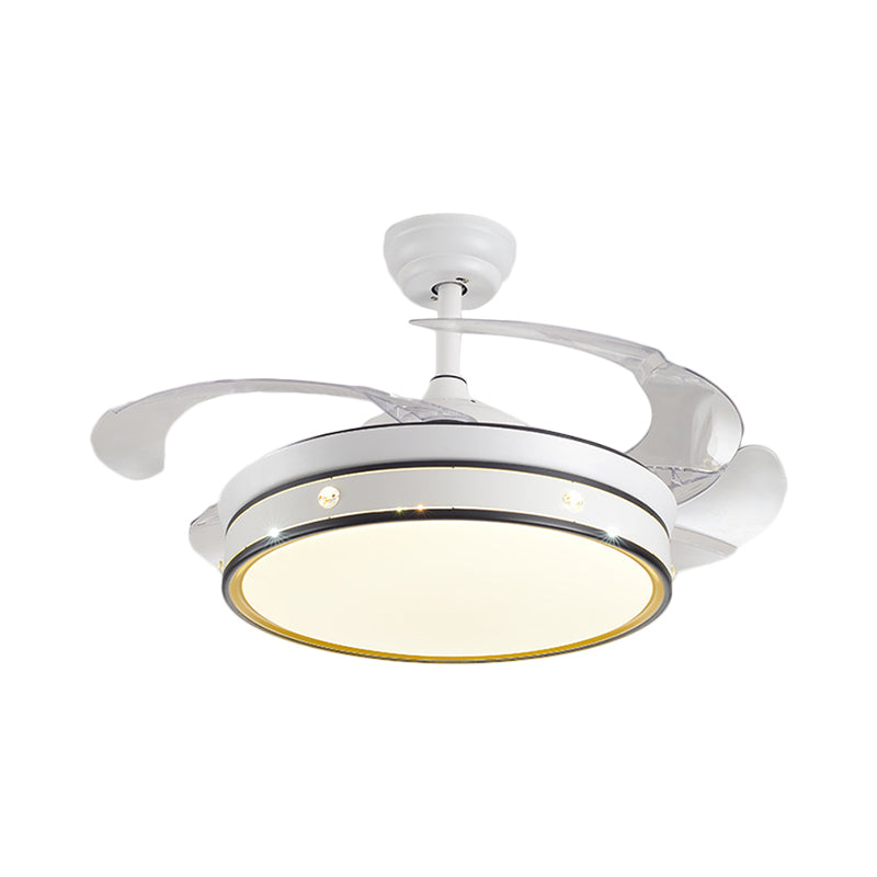 Acryl-trommelvormig plafondventilator licht Minimalisme Wit met 4-blade LED Semi Flush Mount Lighting, 42 "breed