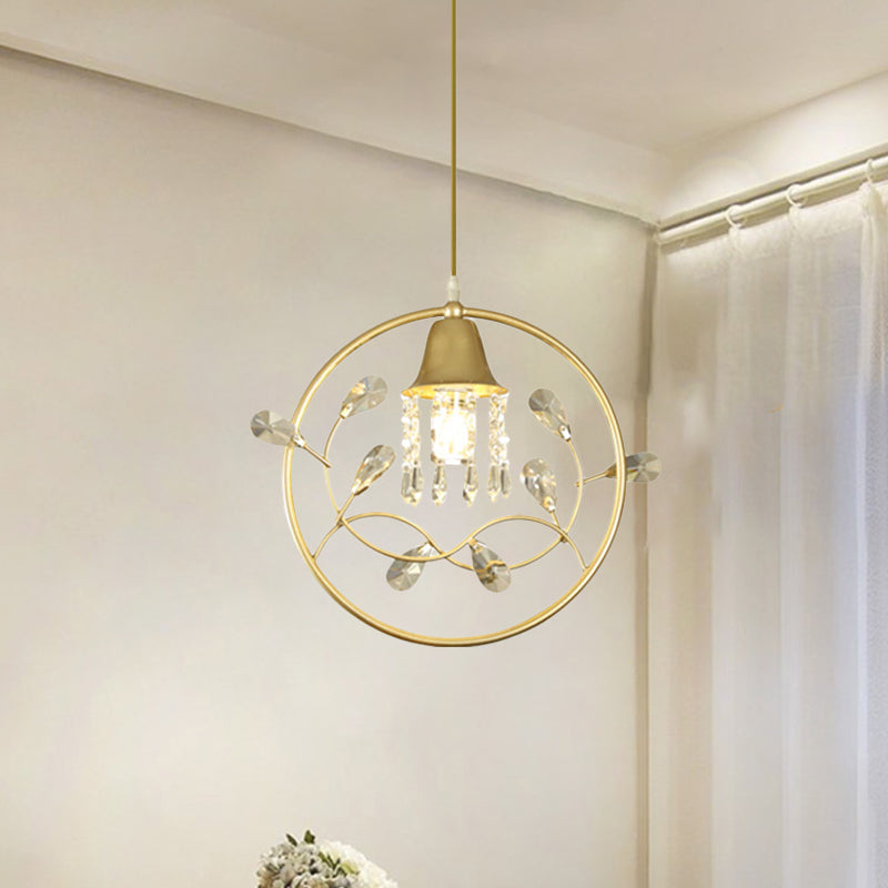 Pájaro/flor de la sala de dormir Luz de cristal modernos 1 bulbo de oro lámpara colgante de oro kit