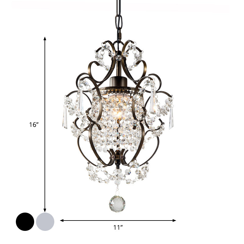 Sfere di cristallo Black/Chrome Swag Light Scrolls 1 lampadina a soffitto contemporanea per sala da pranzo