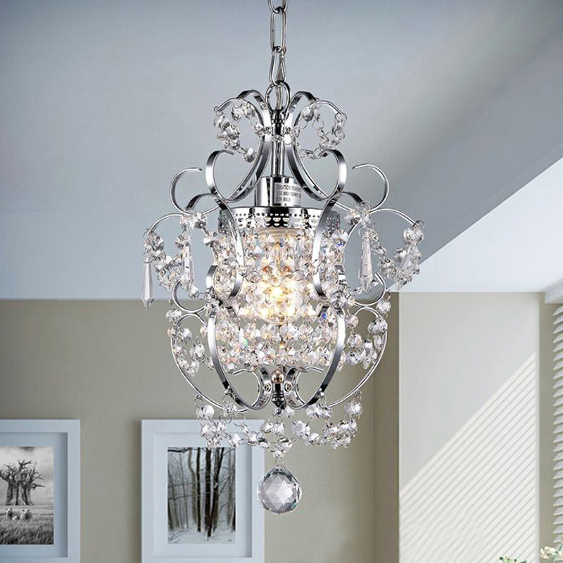 Bolas de cristal Black/Chrome Swag Pense Light Scrolls 1 Lámpara de techo contemporánea de bombilla para comedor