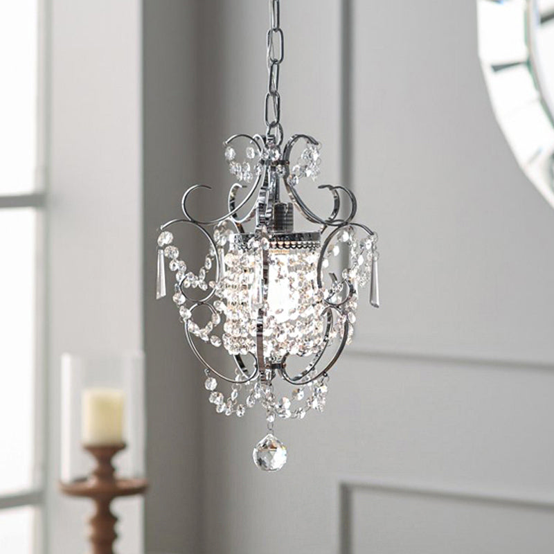 Sfere di cristallo Black/Chrome Swag Light Scrolls 1 lampadina a soffitto contemporanea per sala da pranzo
