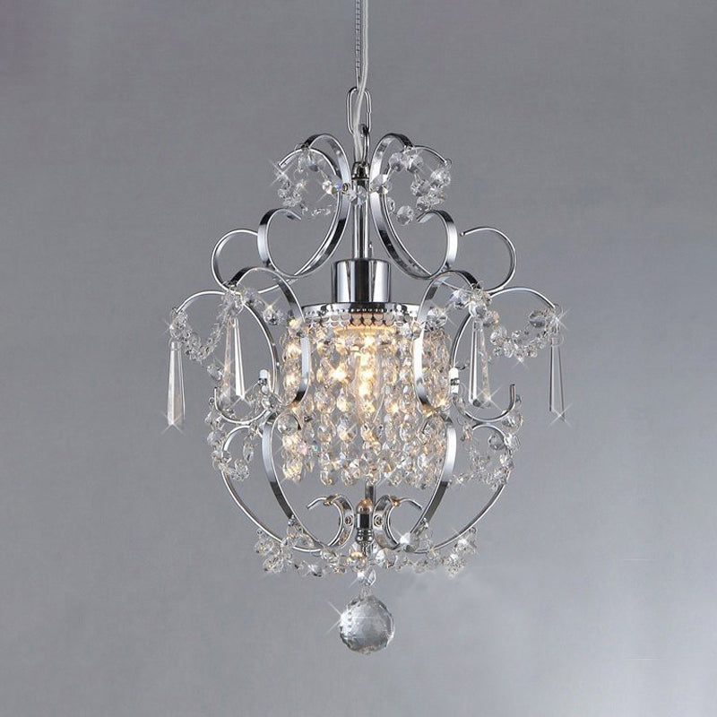 Sfere di cristallo Black/Chrome Swag Light Scrolls 1 lampadina a soffitto contemporanea per sala da pranzo