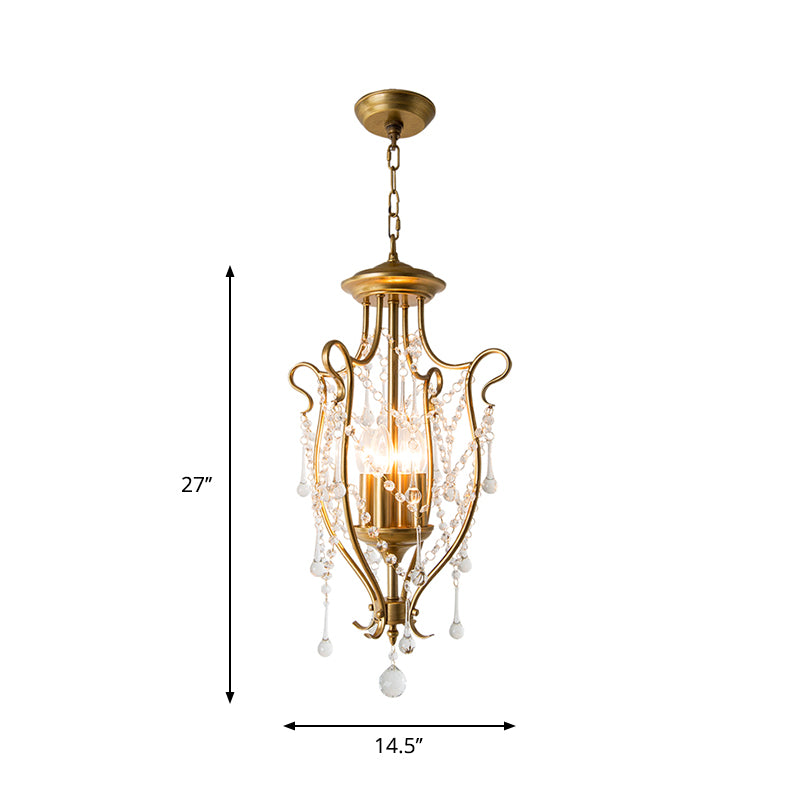 Moderno sospensione di ferro turbinale Ciondolo a 4 teste Crystal Stands Swag Lamp per sala da pranzo in ottone