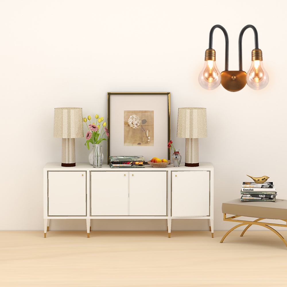 Iluminación de pared de bombilla de vidrio transparente contemporáneo 1/2/3 luces LED pared luz Luz en latón con brazo curvo