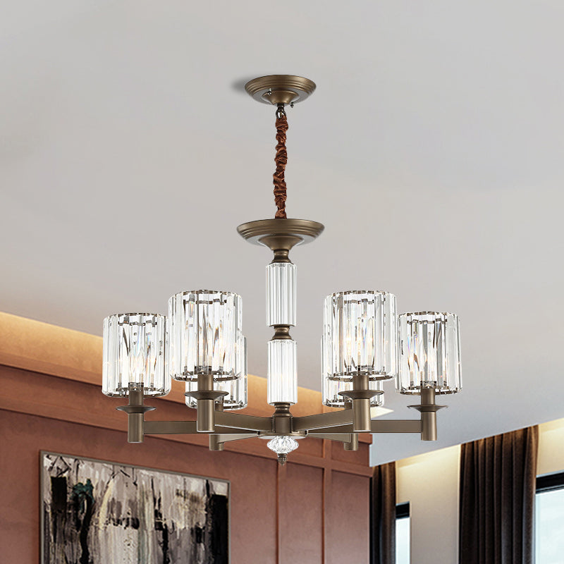 Traditionele cilindrische hanglamp LIMMTE FIMULUUR 6 KOPEN CRYSTAL HANDEN KRACHTENDER IN MESS