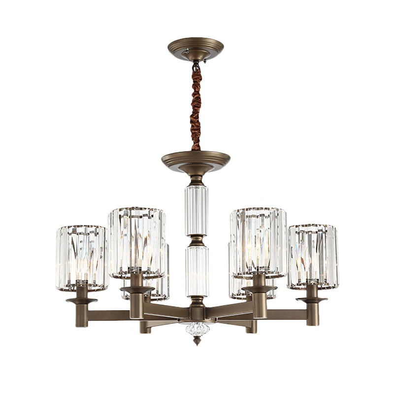 Traditionele cilindrische hanglamp LIMMTE FIMULUUR 6 KOPEN CRYSTAL HANDEN KRACHTENDER IN MESS