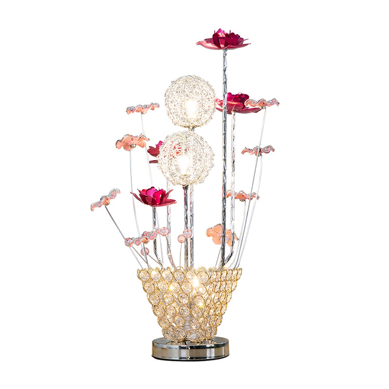 Kunstdekoration Rose und Löwenzahn Nachtlicht LED LED IRONISCHE TESEHEN LELLE LEICHNUNG MIT EBSETTE Kristallvase in Gold