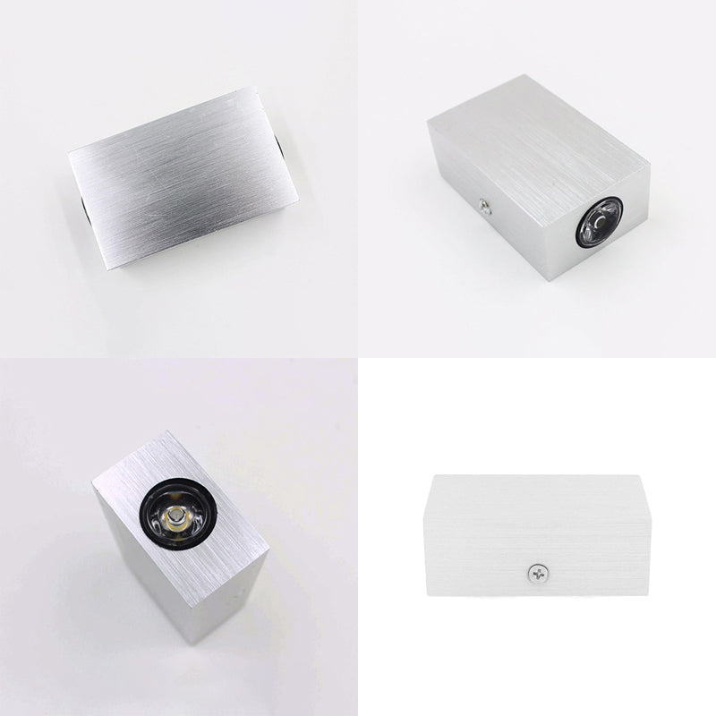 Luz de pared rectangular de acabado de níquel Lámpara de pared de aluminio LED moderna en iluminación cálida/blanca para porche