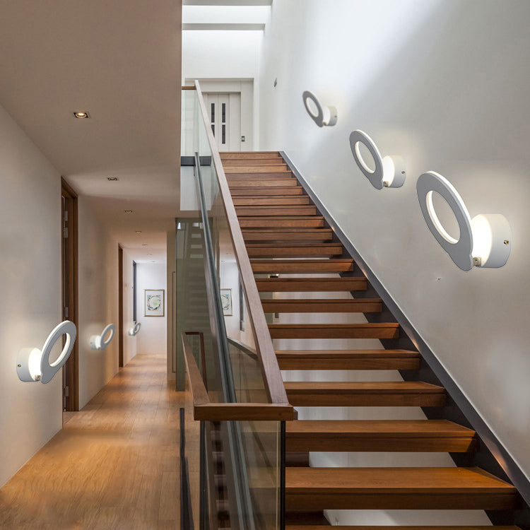 Iluminación de pared círculo/forma cuadrada minimalismo lámpara de pared blanca de aluminio LED en iluminación cálida/natural