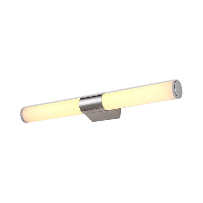 Acryl cilinder ijdelheid muurlicht modern stijlvol 16 "/18" w led wandmontage licht in zilver over spiegel, warm/wit licht
