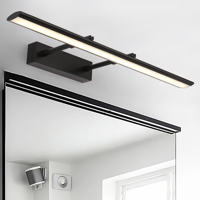 Linear Bathroom Vanity Lighting Fixture Acrylic LED Modernism Style Wall Lamp in Black/Chrome, 15"/19" Wide