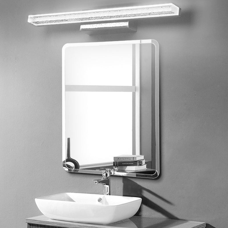 Linear Bathroom Vanity Lamp Stainless Steel 1-Light Modern LED Wall Sconce with Acrylic Shade in Warm/White Light, 8"/16"/23.5" Wide