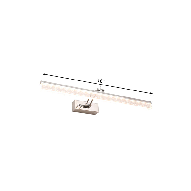 Éclairage de vanité à LED linéaire en acrylique moderne la lumière des applications réglables chromées en lumière chaude / blanche, 16 "/23,5" /31,5 "de large