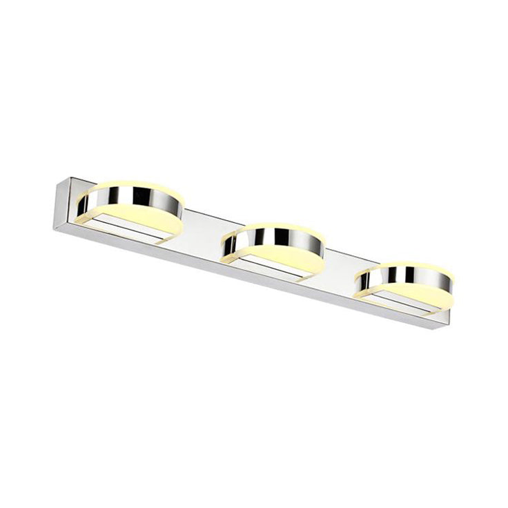 Miroir de vanité semi-circulaire étanche lumière LED acrylique simple 1/2/3 Lumières Chrome Vanity Sconce lampe en lumière chaude / blanche