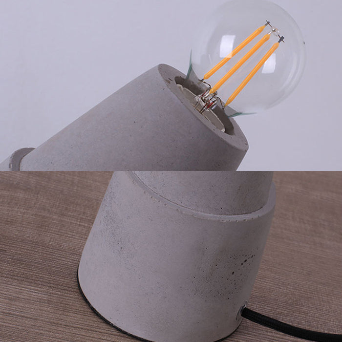 Open-Top Table Lamp Modern Grey/Brown/Clear Glass 1 Light Reading Night Table Light with Cement Base, 8"/10" Wide
