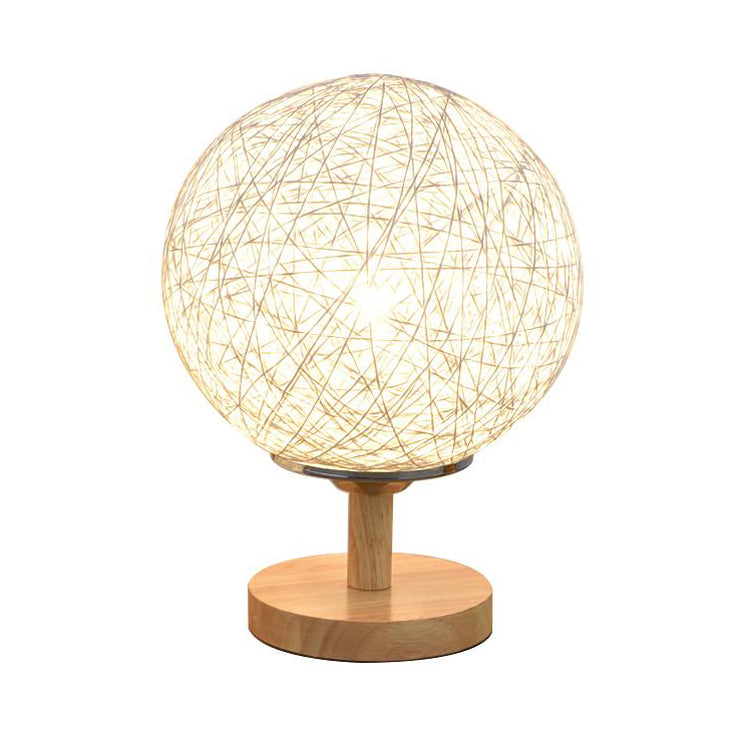 Lampada da tavolo intrecciata a mano rattan Contemporary 6 "/7" W 1 Lulb Light/Red Table Light con ombra globale e base in legno