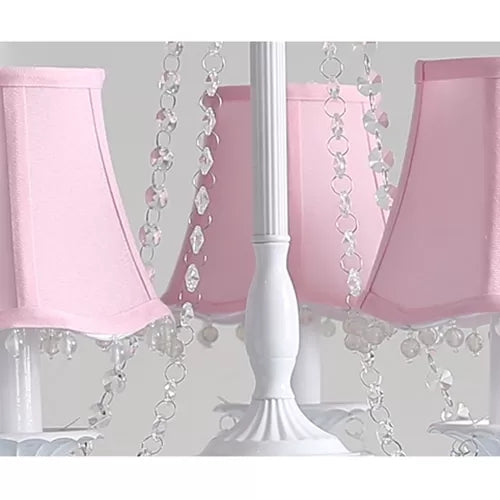 Babykristallkronleuchter, 5-Licht-Makkaron-Hängebliebe mit ausgestattetem Stofffarben, 23,5 "High x 22,5" im Durchmesser