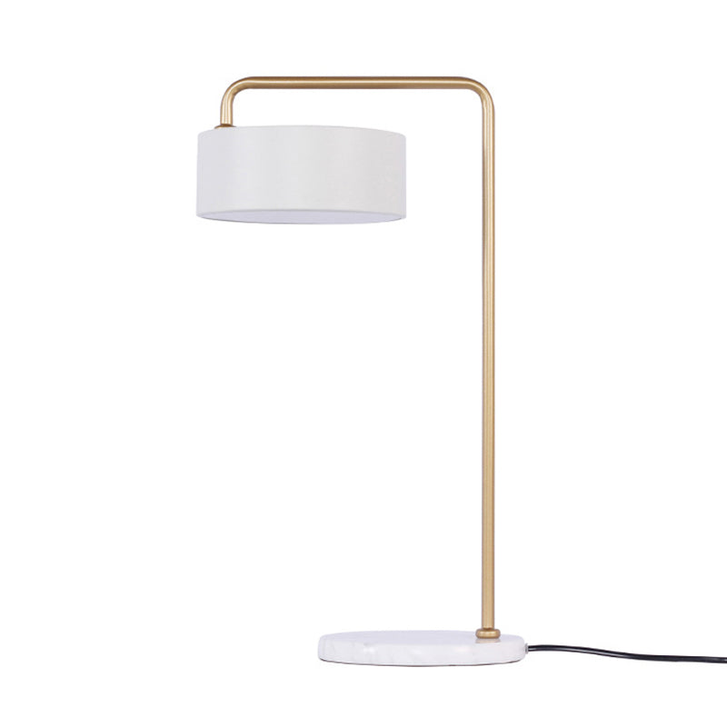 Minimalistische Trommelkap Tafellamp Marmer en Metaal 1-lichts Woonkamertafelverlichting in wit