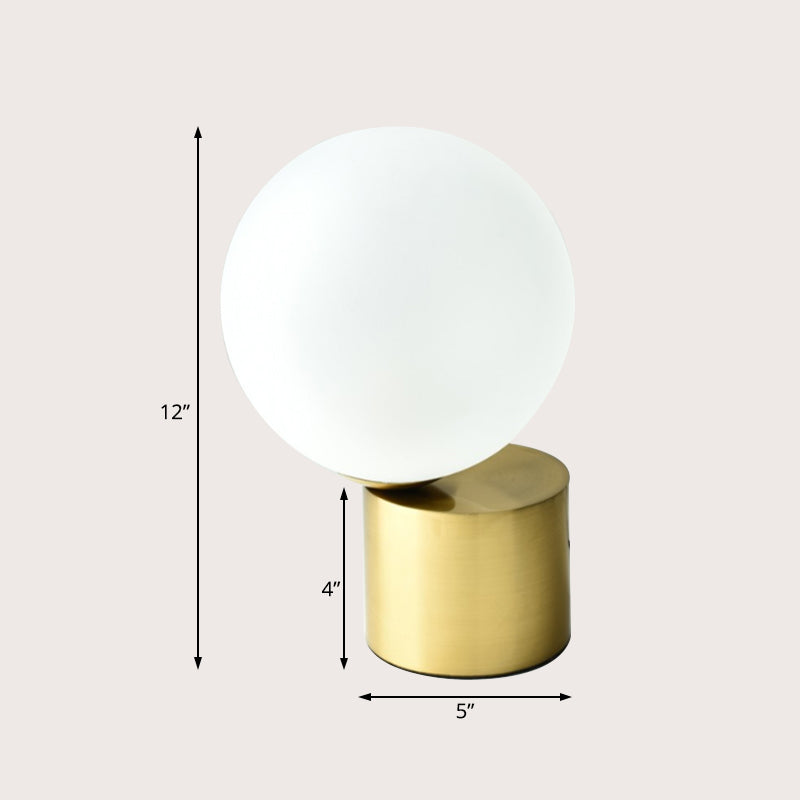 Lampe de table à balle en verre givré contemporain élégant 1 éclairage de table dorée clair avec base de cylindre