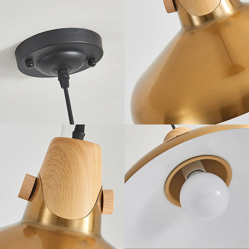 Dome Metal Pendse Lighting Modern 1 Lámpara de latón Ligero Kit para restaurante, 8.5 "/14" de ancho