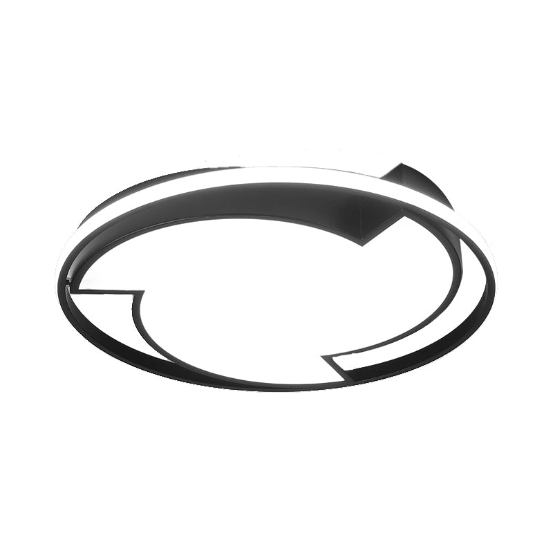 Black Ring Flush Ceiling Light with Windmill Design Modern Style Acrylique DEL Bedroom Flush Mount Lamp in Warm / White Light