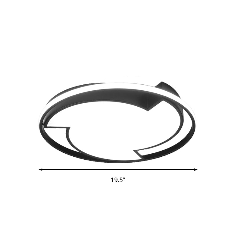 Black Ring Flush Ceiling Light with Windmill Design Modern Style Acrylique DEL Bedroom Flush Mount Lamp in Warm / White Light