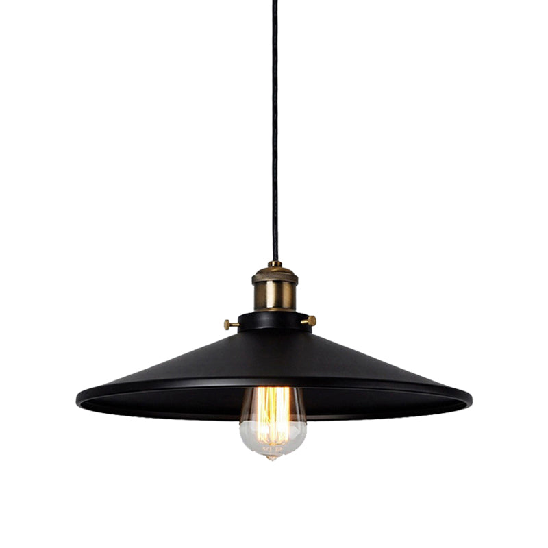 Loft Stylish Saucer Pendant Ceiling Light 8.5"/10" Diameter 1 Head Metallic Hanging Lamp in Black for Foyer