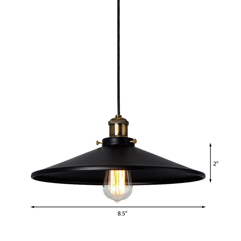 Loft Stylish Saucer Pendant Ceiling Light 8.5"/10" Diameter 1 Head Metallic Hanging Lamp in Black for Foyer