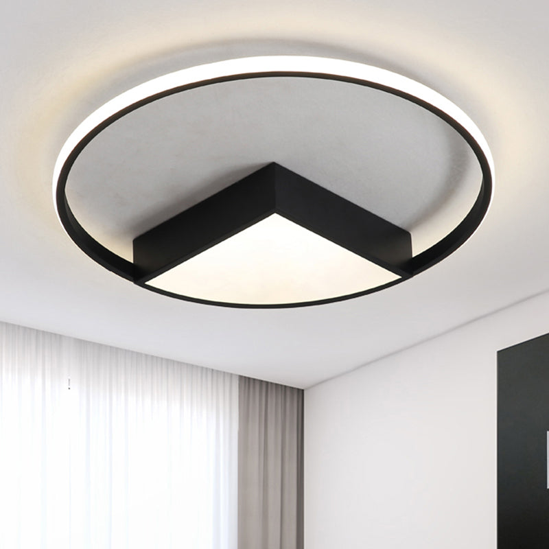 16"/19.5"/23.5" Wide Acrylic Sector Flushmount Simplicity LED Black/White Ceiling Lighting Fixture in Warm/White Light